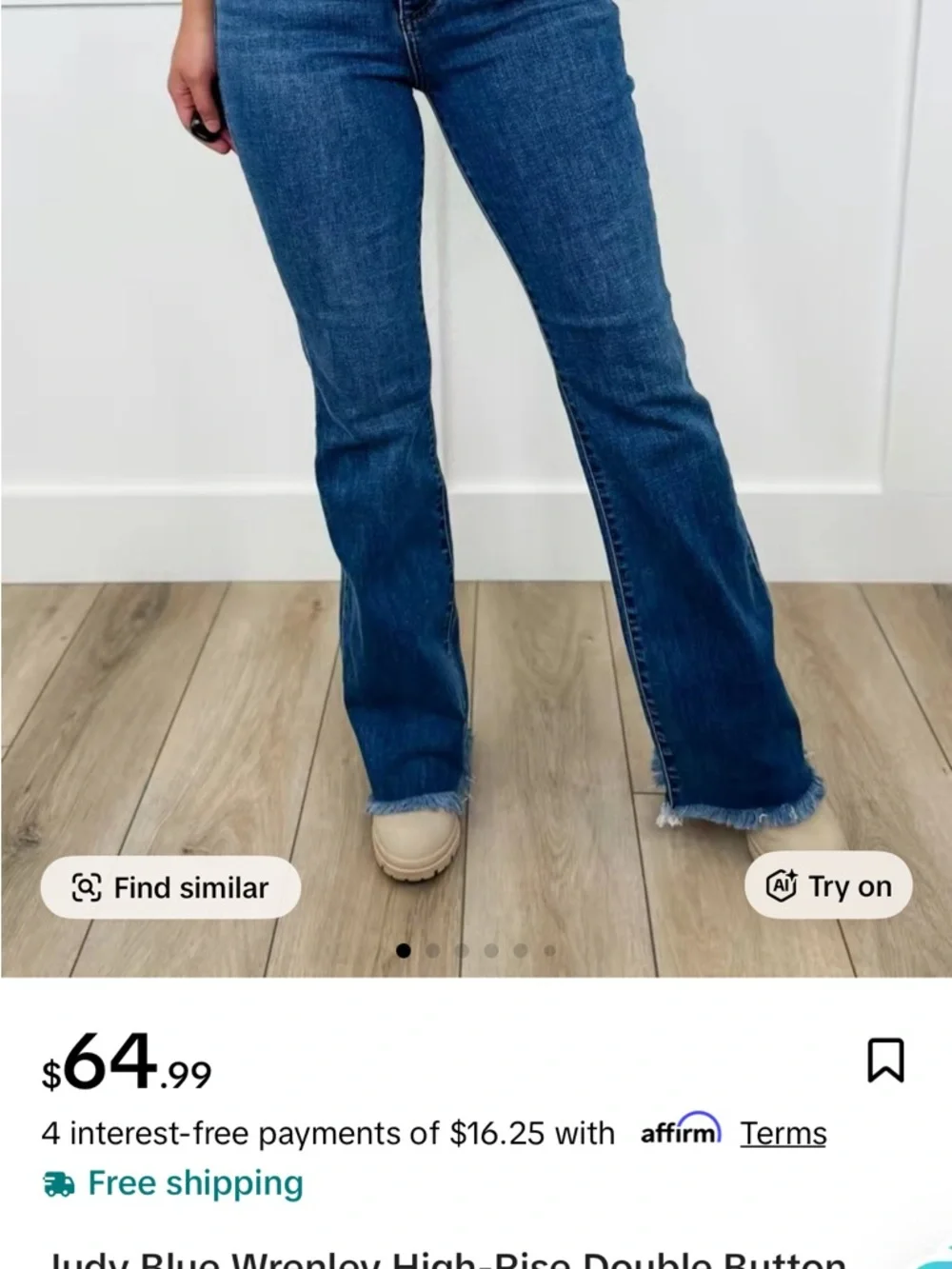 Judy Blue High-Rise Dark Blue Women's Jeans with Raw Hem - Picture 5 of 5